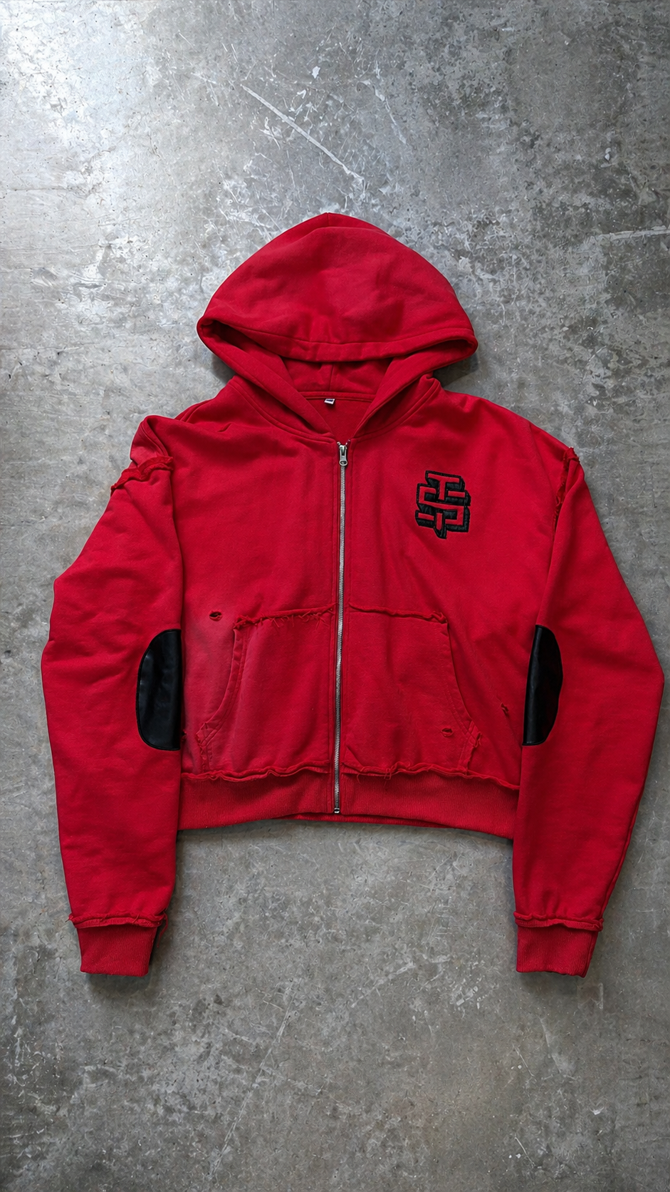 leather patchwork zip up