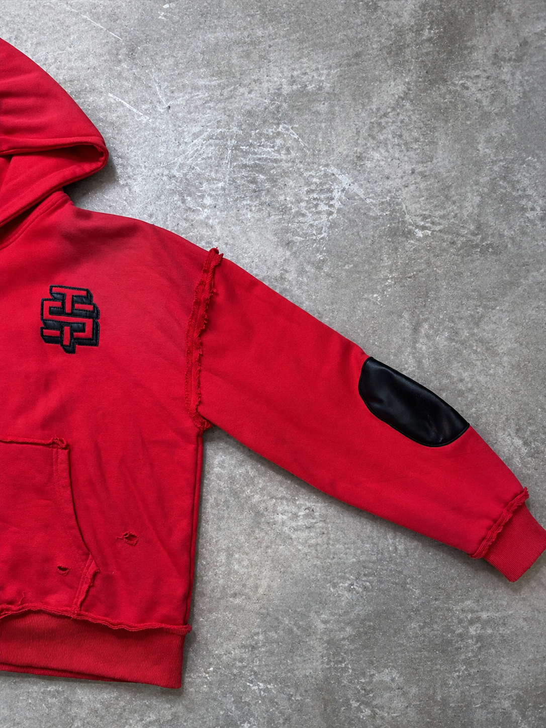 leather patchwork zip up